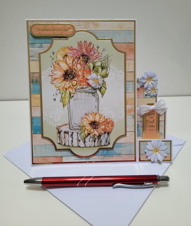 Congratulations - Love and Best Wishes Handmade Stepper Card