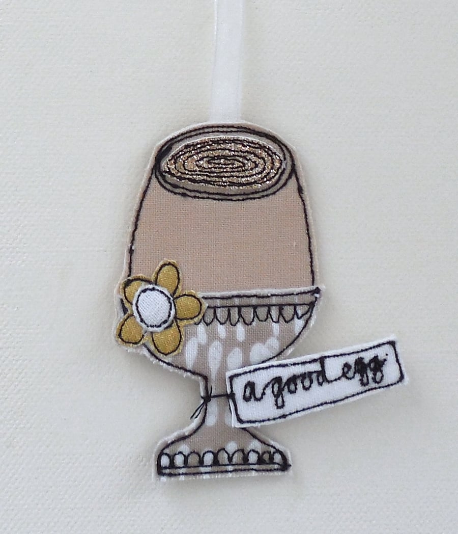 'A Good Egg' Fabric Egg in an EggCup