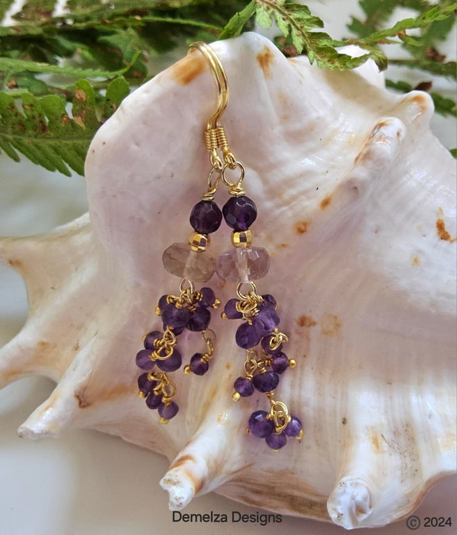 Gold Vermeil  Amethyst, Rare Amatrine Hand Made Earrings 