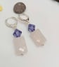 Rose Quartz Rectangle and Purple Crystal Sterling Silver Earrings, Gift for Her - Image 2