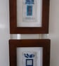 Pretty Patterned Blue & White Handstitched Geometric Small Artworks - Image 8