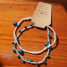Pearl & Blue Bell Beaded Anklet 