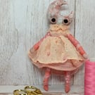 Pink Moon Mixed Media Art Doll