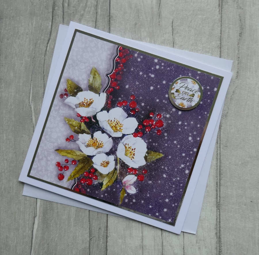 Winter Blossoms - Peace on Earth - Christmas Card