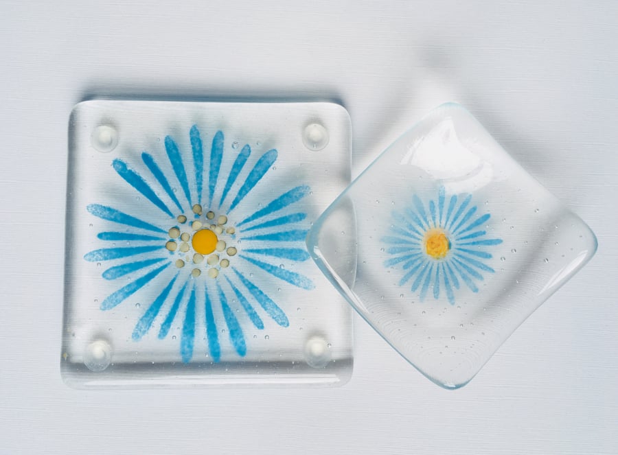 Fused Glass Coaster and Trinket Dish or Tealight Holder