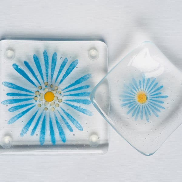 Fused Glass Coaster and Trinket Dish or Tealight Holder