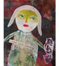 Female Figure Portrait Art Inspirational Naive White Hair Girl Quotation Artwork