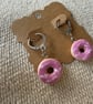 Pink iced biscuit polymer clay huggie earrings  - Image 3