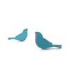 Tiny Teal Blue Green Painted Wooden Bird Stud Earrings