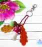 Red toadstool, acorn and oak leaves crochet bag charm. Toadstool keyring - Image 9
