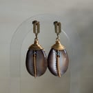 18K Gold Plated Peruvian Cowrie Shell Dangle Earrings, Custom Beading 
