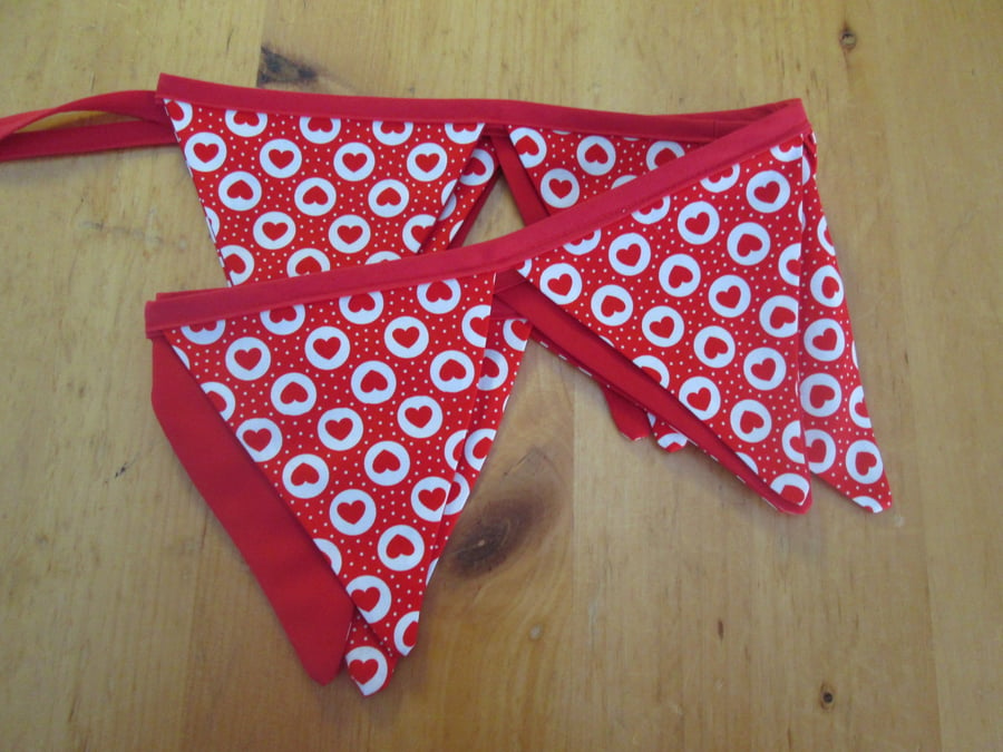 Hearts Bunting Garland in Red print, ideal for any party celebration or any room