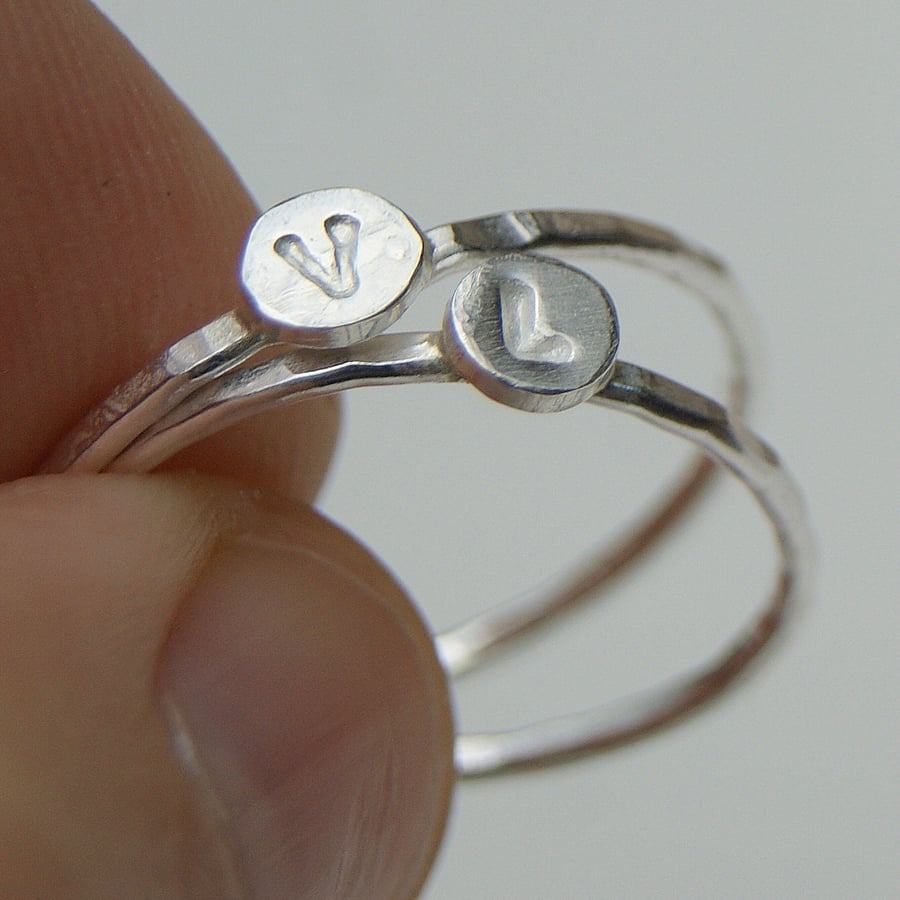 Personalised Silver Ring, Initial Ring, Stackable Sterling Ring, Letter Ring