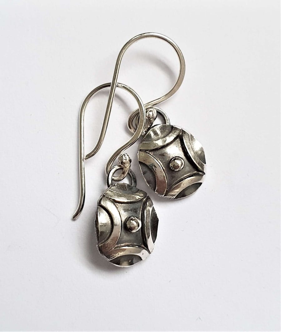 Curve dangle earrings  - celtic inspired recycled silver earrings