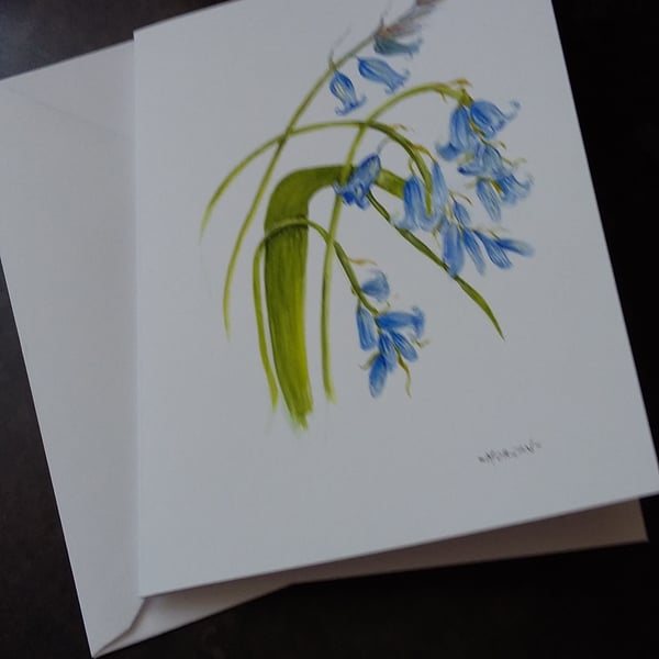 HAND PAINTED SPRING BLUEBELLS CARD
