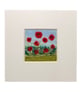 Wool & textile needle felted picture, 4"x4" framed, Poppies (2) - Image 4