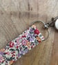 Floral Fabric Wristlet Keyring, Ditsy Cotton Wristlet, Red & Pink on Cream - Image 3