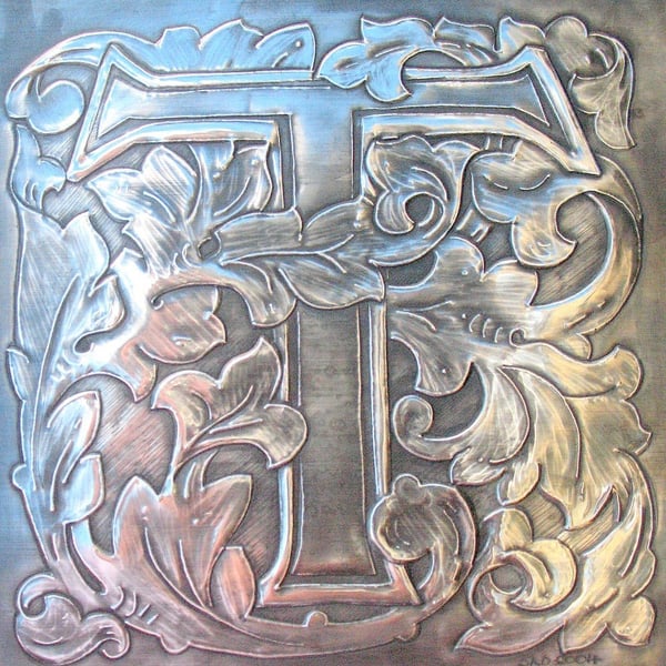 Letter T Monogram Pewter Artwork