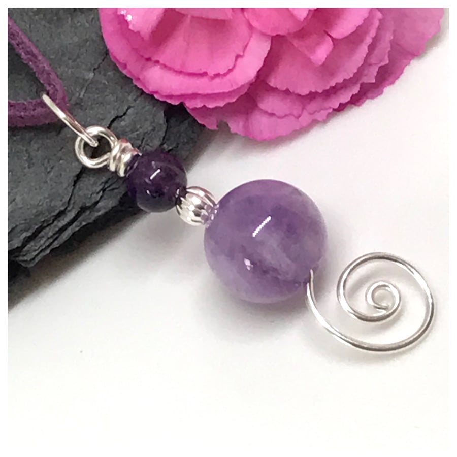 Purple Pendant with Sterling Silver, 