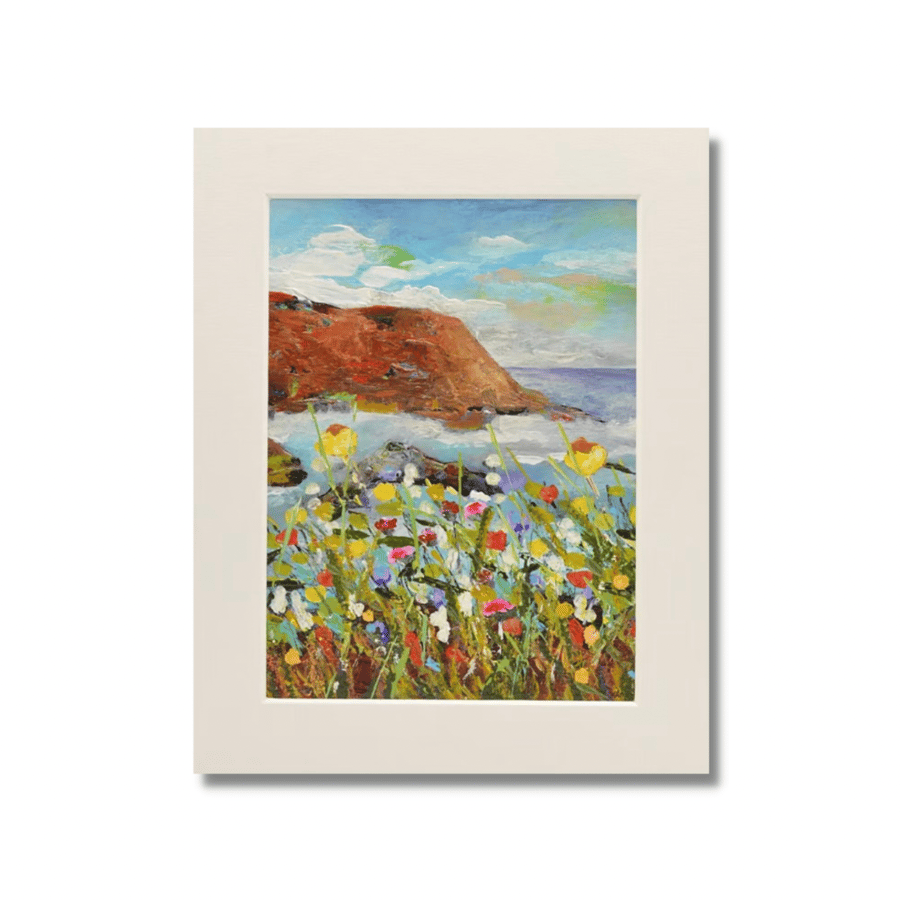 A Mounted Abstract Acrylic Painting of a Scottish Landscape. 10 x 8 inches.