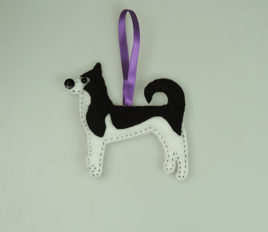 Handmade Felt Husky Dog, Hanging Decoration, Twig Tree, ornament, memento