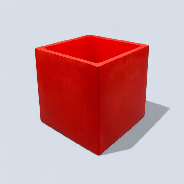 Red 10 cm Square Plant Pot Handmade Indoor Planter for Small Houseplants