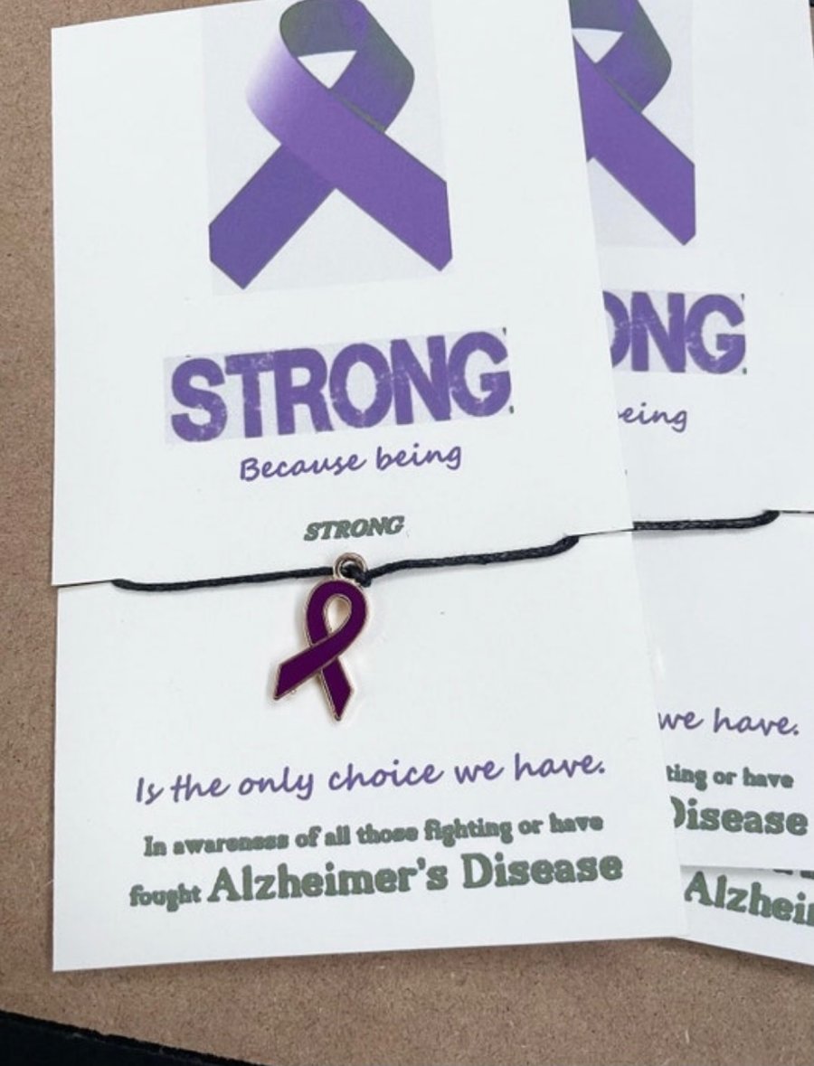 Alzheimers awareness ribbon ladies wish bracelet gift  