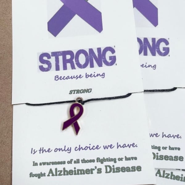 Alzheimers awareness ribbon ladies wish bracelet gift  