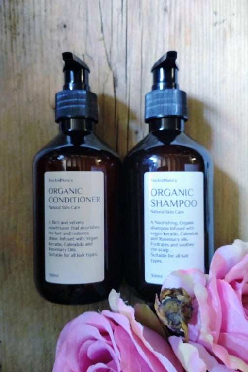 Organic Shampoo and Conditioner Set, 300ml, Vegan Keratin, Calendula & Rosemary.
