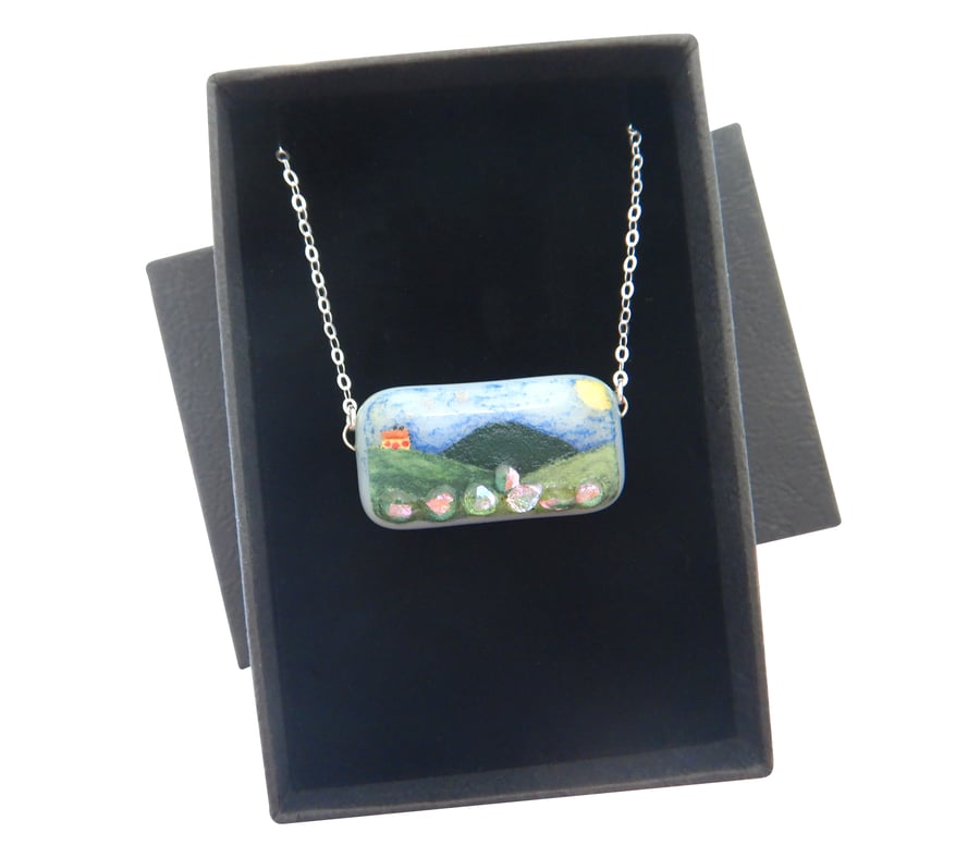 Handmade Fused Glass 'Landscape' Pendant