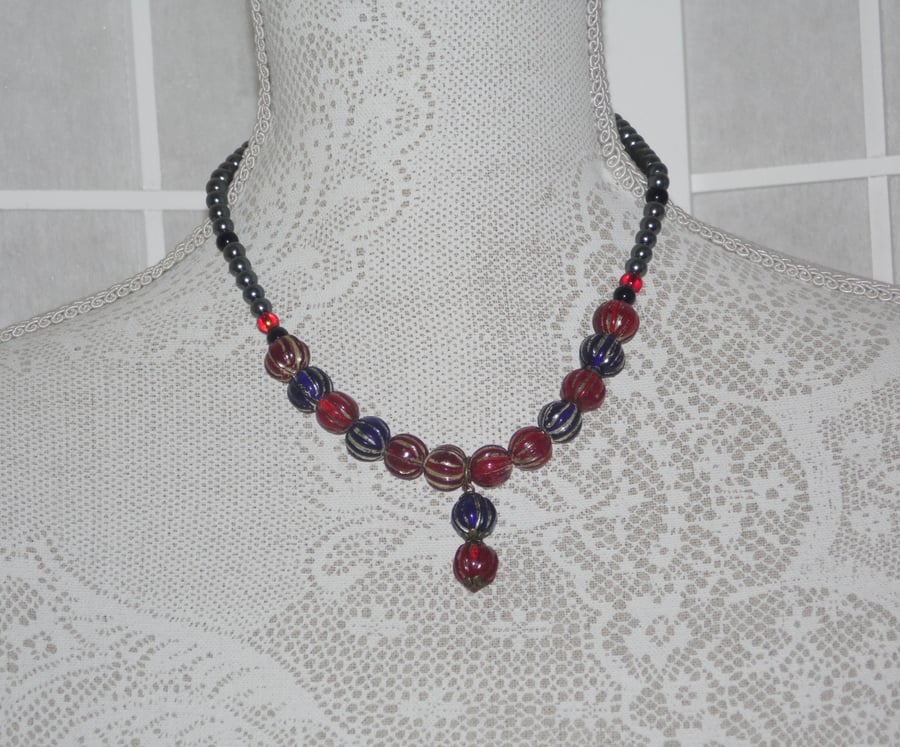 Blue n Red Necklace