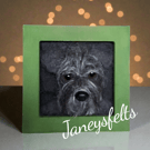 Needle felted dog portrait. 