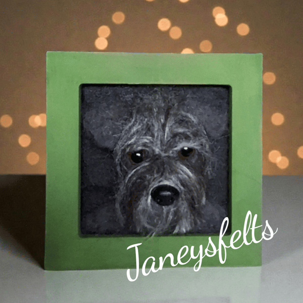 Needle felted dog portrait. 