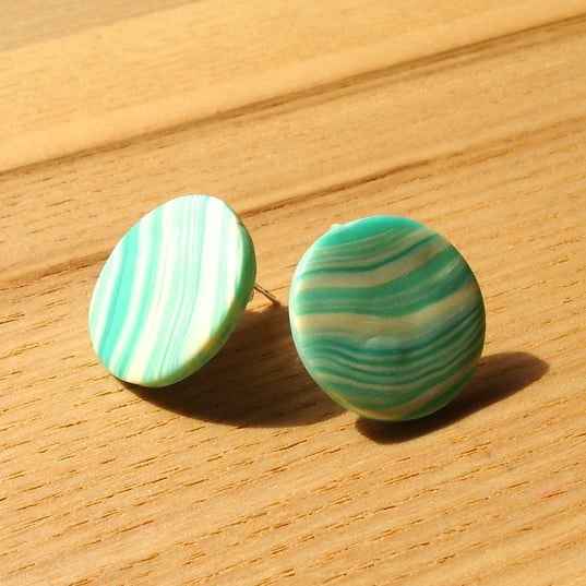Buttermint Marble FIMO Disc Studs