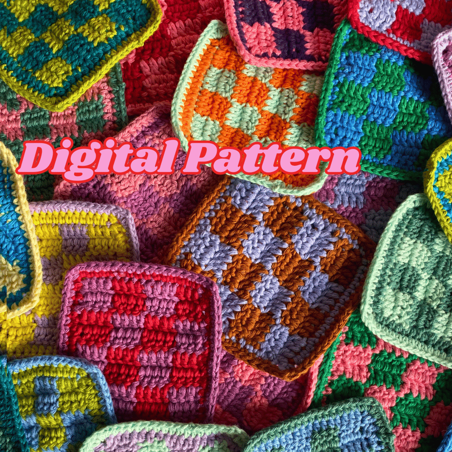 Digital Pattern - Handmade Crochet Checkered Coaster