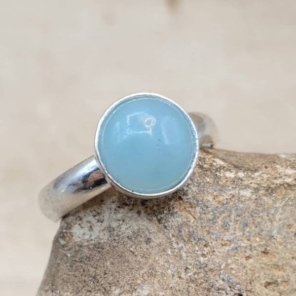 Minimalist Amazonite ring. Adjustable 925 sterling silver rings for women
