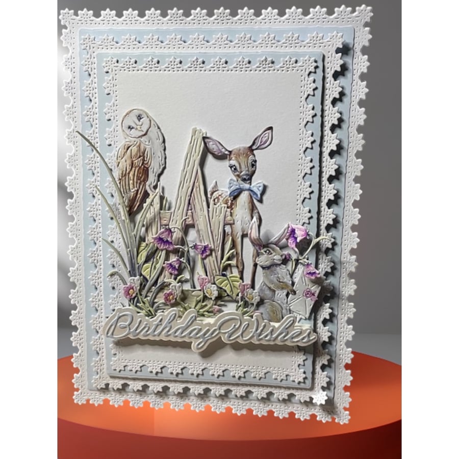 Handmade Happy Birthday Card, Animal Celebration