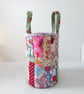 Cotton Patchwork Quilt Bucket Bag, Fabric Basket, Project Bag - Image 2