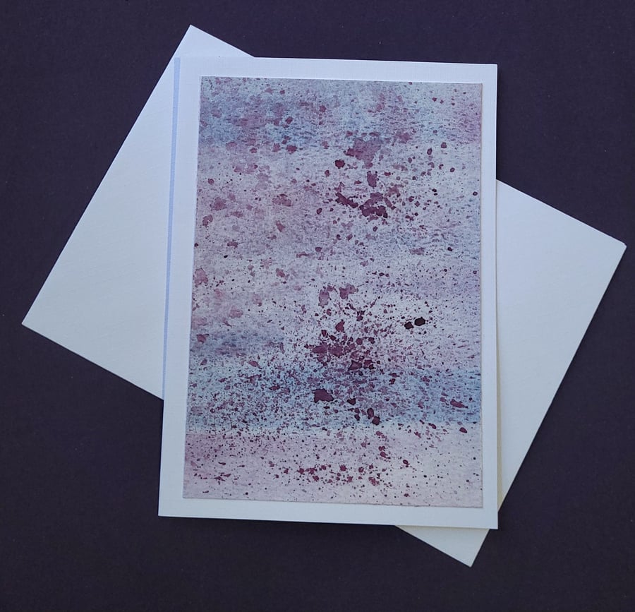 Watercolour handmade blank card with white envelope