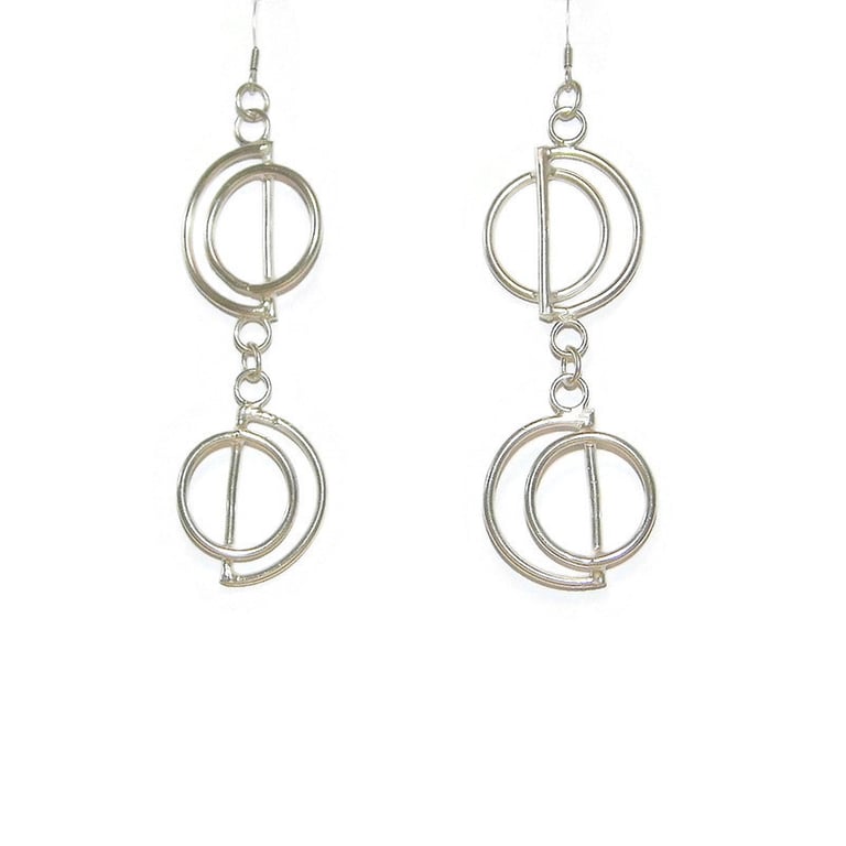 Handmade Geometric Sterling Silver Dangle Earrings - Modern Minimalist Jewellery