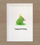 Funny frog card, Birthday greetings card, Frog with party hat, 