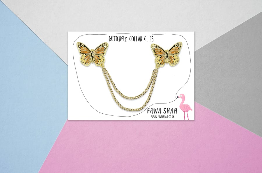 Monarch Butterfly Collar Chain - Hard Enamel Pin - Jewellery