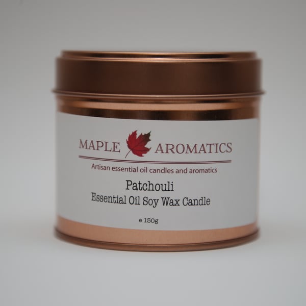 Maple Aromatics Patchouli Soy Wax Rose Gold 150g Candle Tin