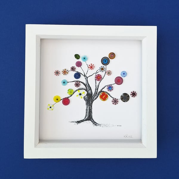 Fused Glass Art: Tree Print, Multi-coloured