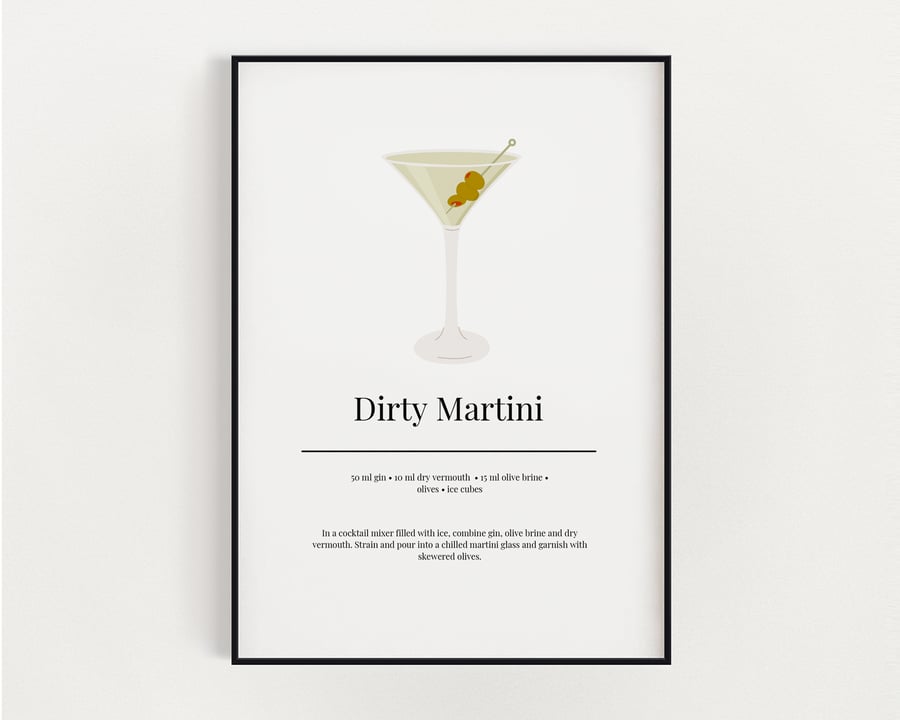 DIRTY MARTINI COCKTAIL WALL ART PRINT