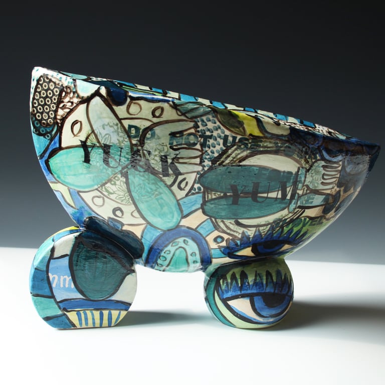 Large Decorative Ceramic Sculpture - Table Manners Collection: Yuck and Yum