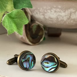 Green Abalone Cufflinks 