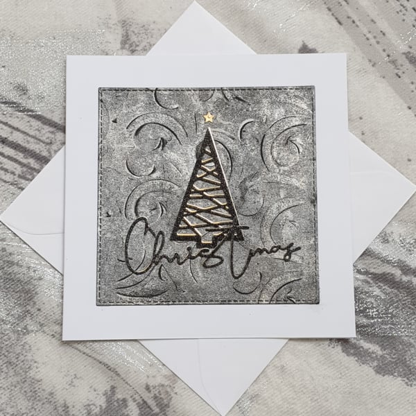 Gold & Black Christmas Tree Card 