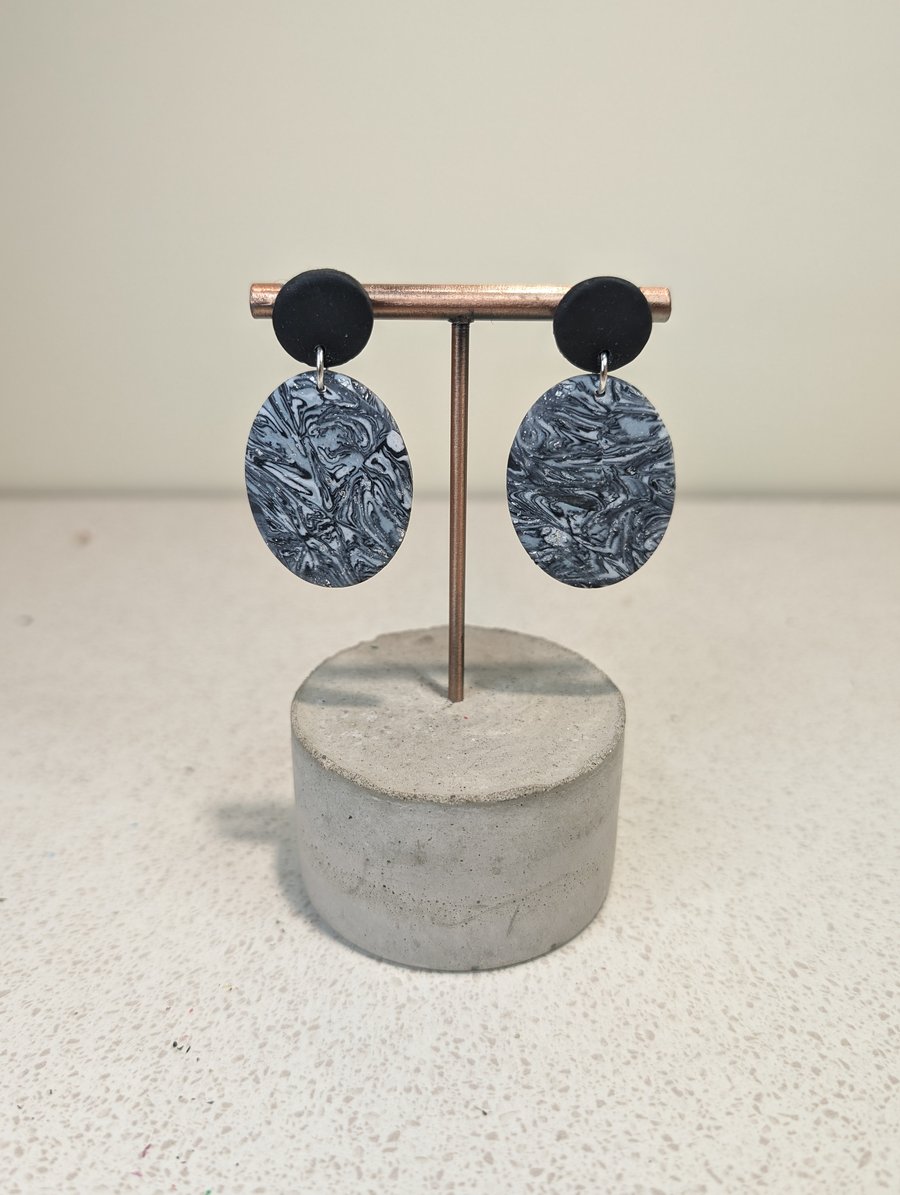  grey marble oval earrings 