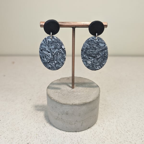  grey marble oval earrings 